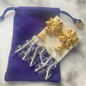 TORY BURCH Tory Burch Gold Clear Bead Earrings, Unused